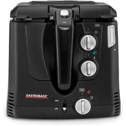 Cesta Giratoria Freidora de Aire Caliente 2,5 L Regulador de Temperatura Negro 2000 W Gastroback 42580